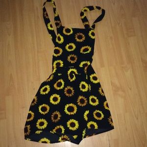 Flowered skirt overalls